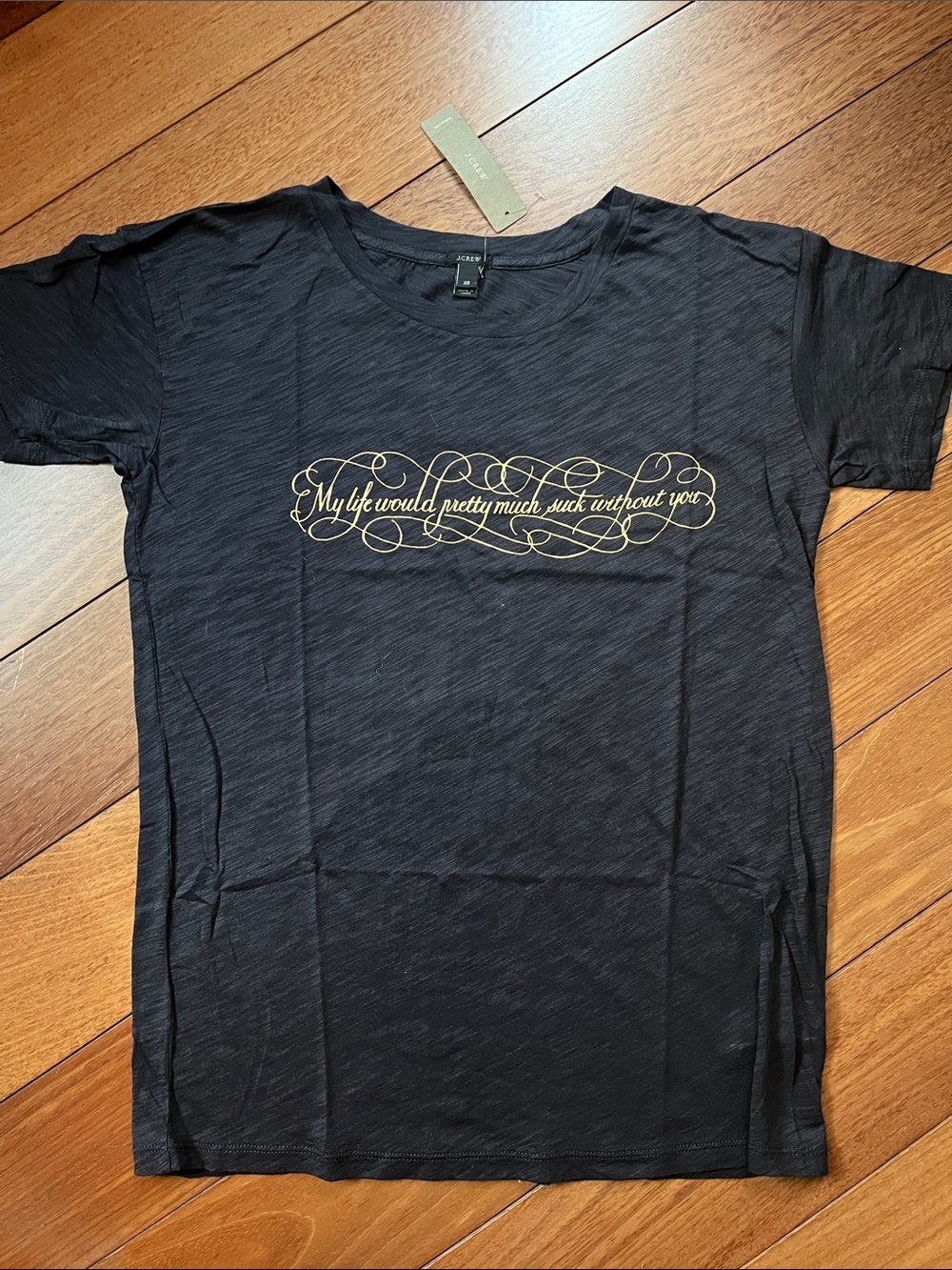 NWT J. Crew Gold Slogan Tee